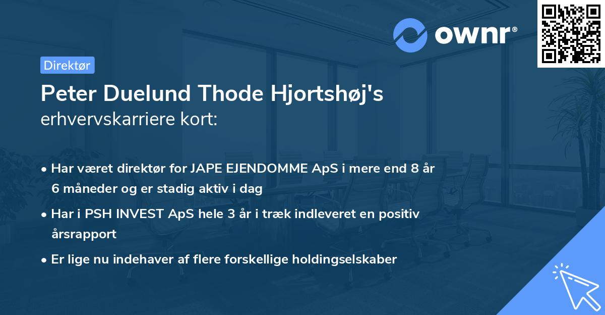 Peter Duelund Thode Hjortshøj's erhvervskarriere kort
