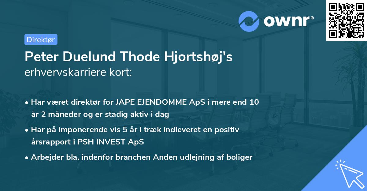 Peter Duelund Thode Hjortshøj's erhvervskarriere kort