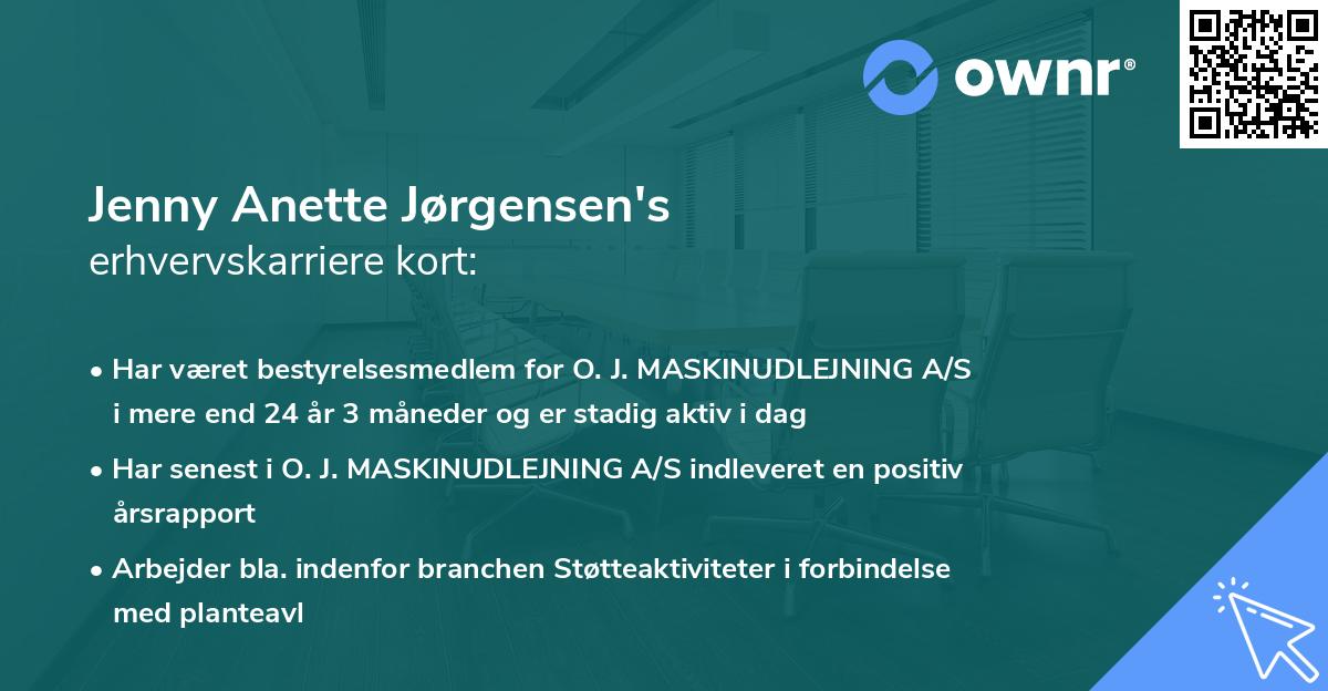 Jenny Anette Jørgensen's erhvervskarriere kort