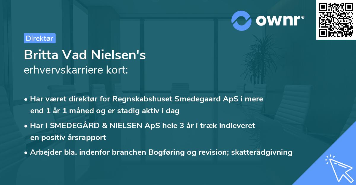 Britta Vad Nielsen's erhvervskarriere kort