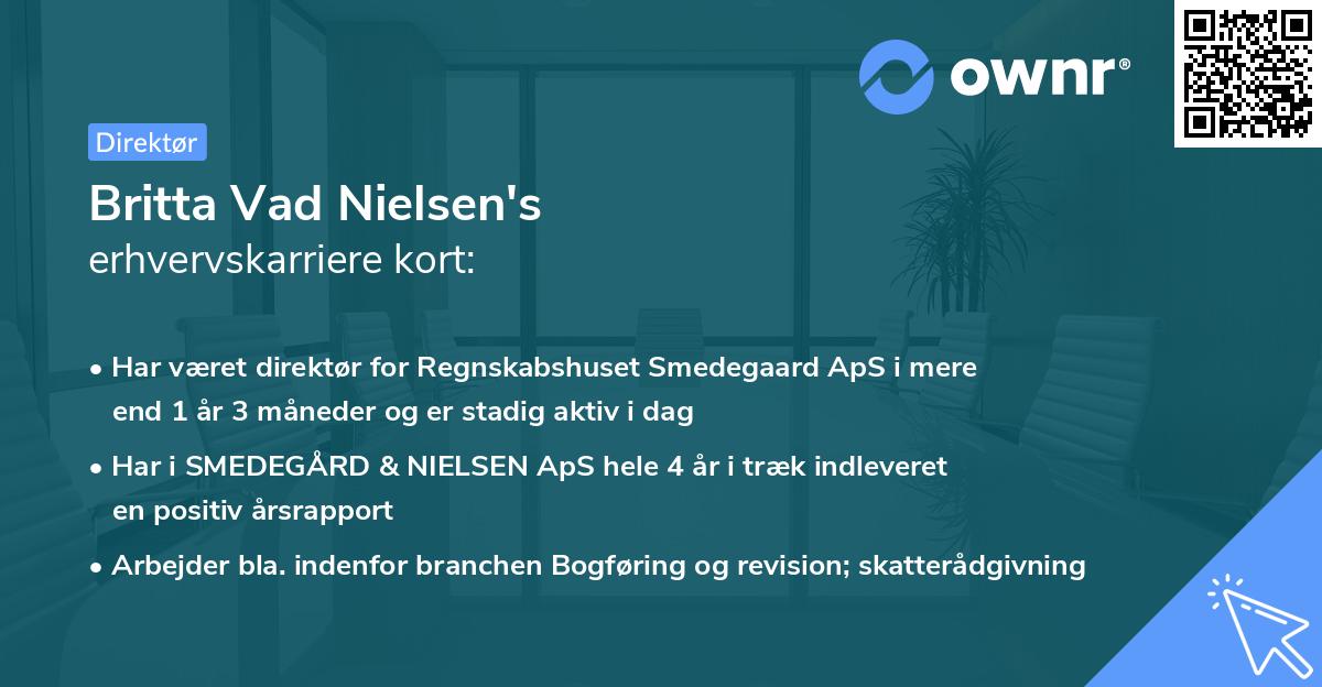 Britta Vad Nielsen's erhvervskarriere kort