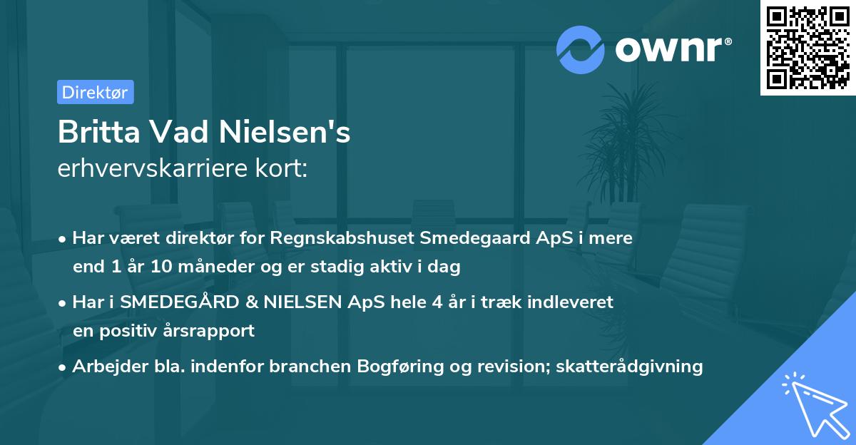 Britta Vad Nielsen's erhvervskarriere kort