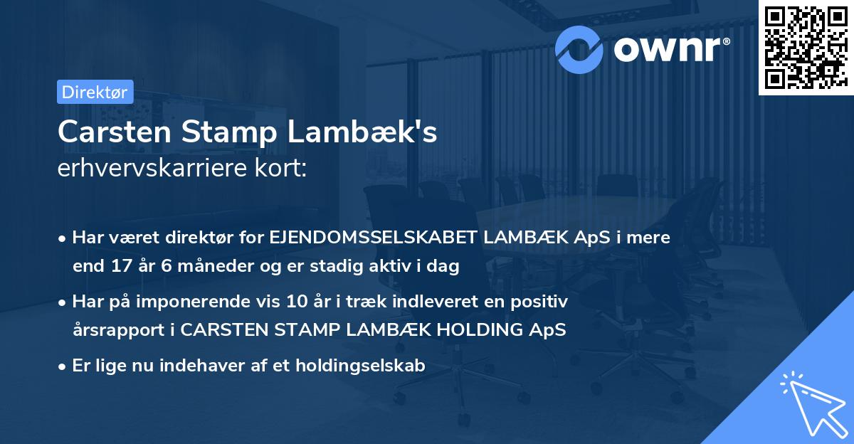 Carsten Stamp Lambæk's erhvervskarriere kort