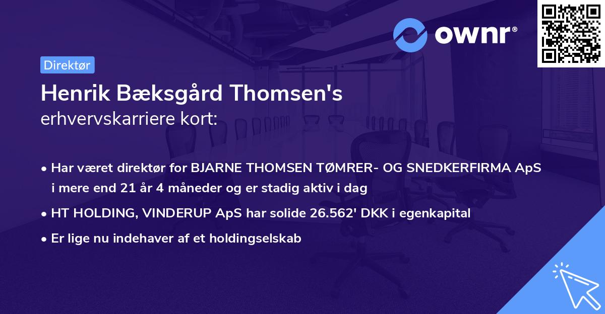 Henrik Bæksgård Thomsen's erhvervskarriere kort