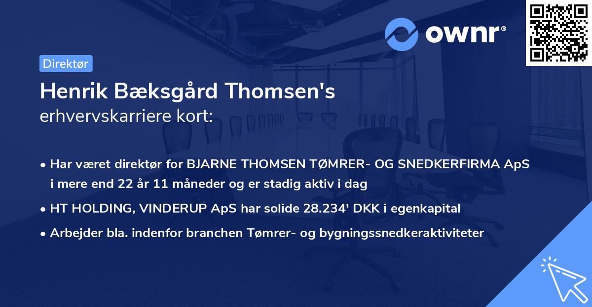 Henrik Bæksgård Thomsen's erhvervskarriere kort