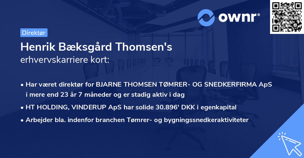 Henrik Bæksgård Thomsen's erhvervskarriere kort