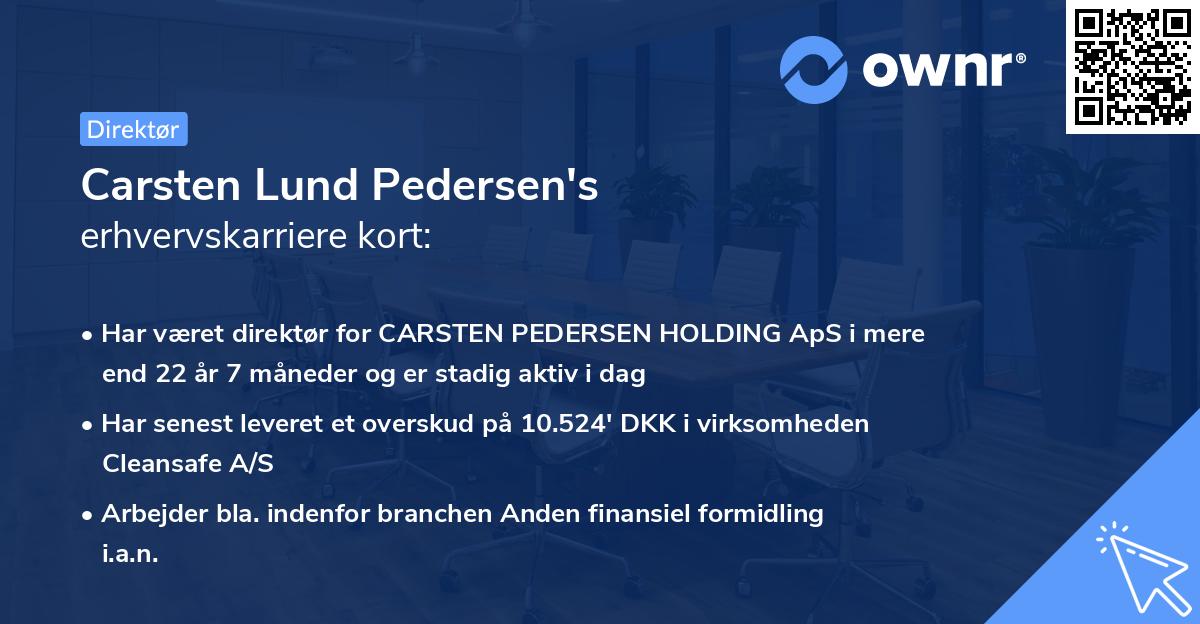 Carsten Lund Pedersen's erhvervskarriere kort