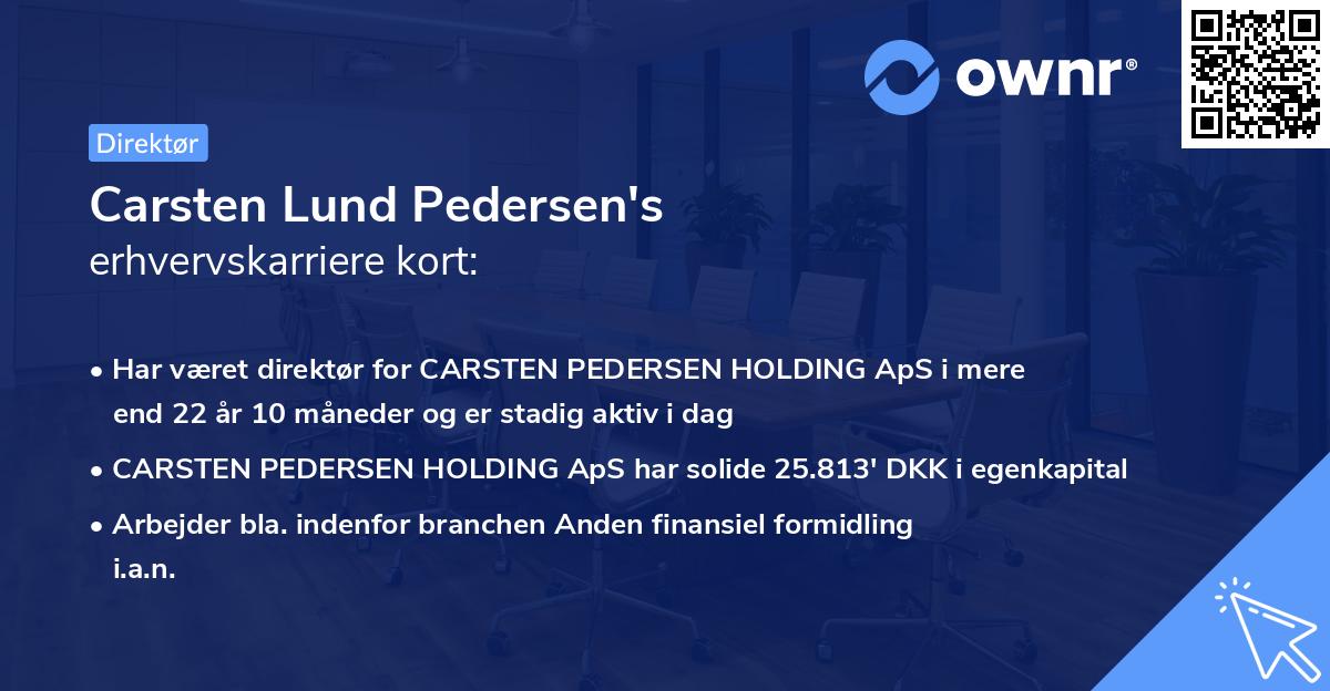 Carsten Lund Pedersen's erhvervskarriere kort