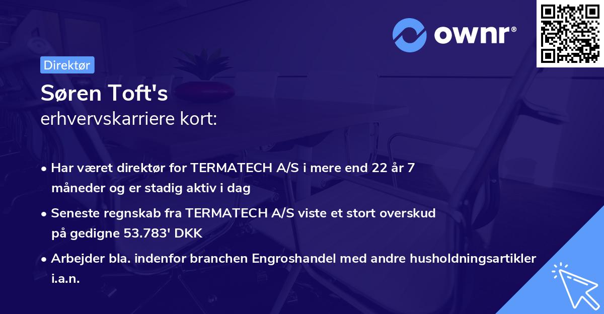 Søren Toft's erhvervskarriere kort