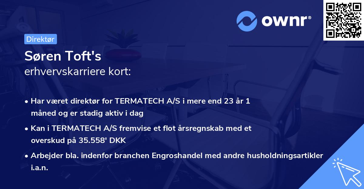 Søren Toft's erhvervskarriere kort