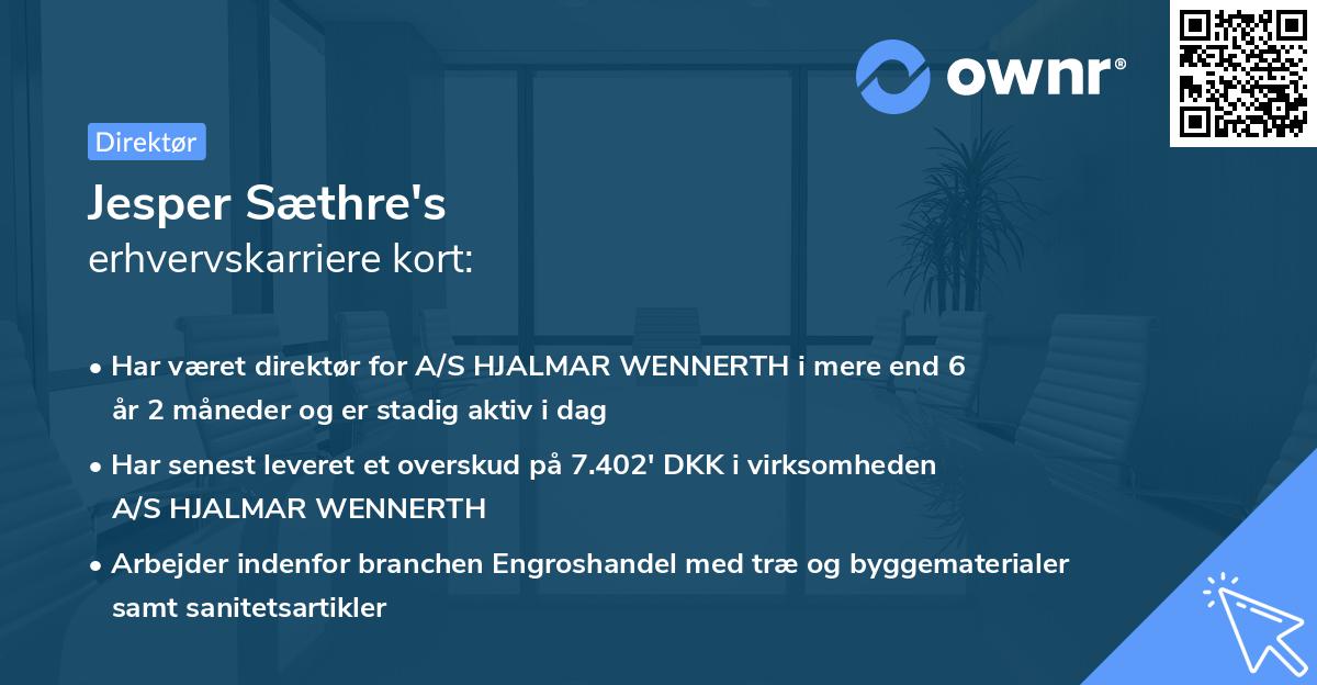 Jesper Sæthre's erhvervskarriere kort