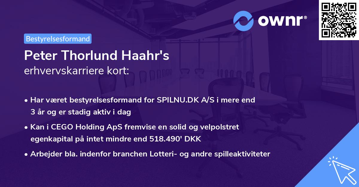 Peter Thorlund Haahr's erhvervskarriere kort