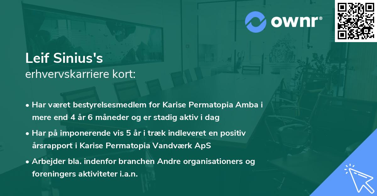 Leif Sinius's erhvervskarriere kort