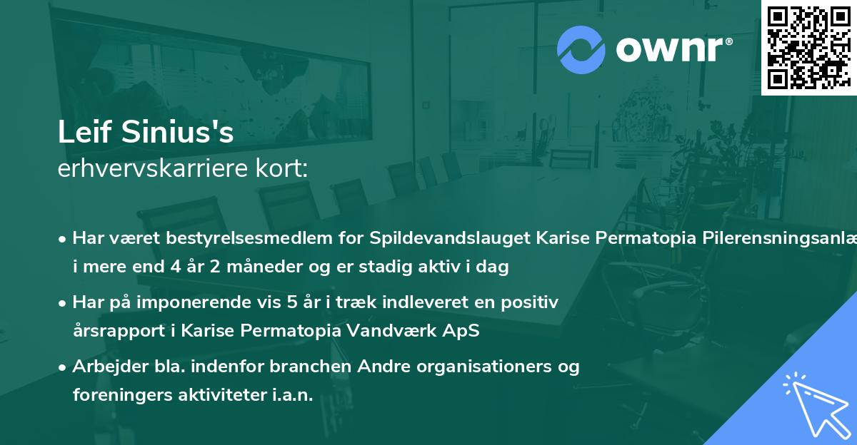 Leif Sinius's erhvervskarriere kort