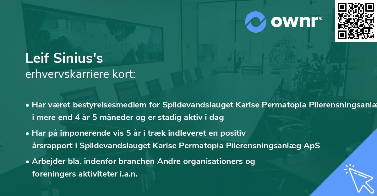 Leif Sinius's erhvervskarriere kort
