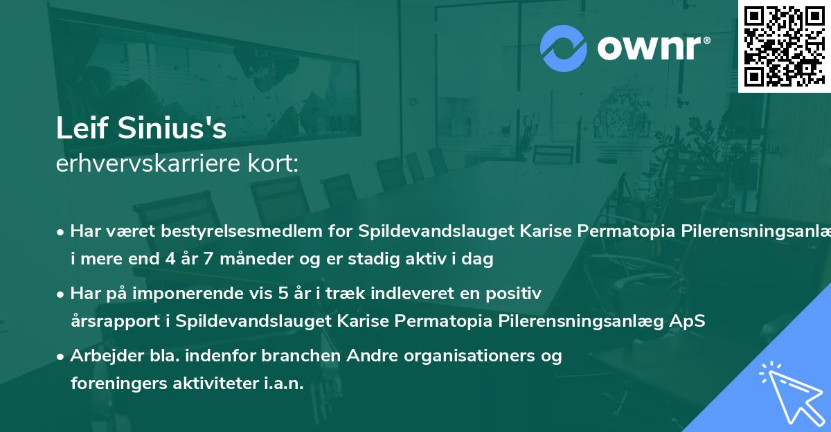 Leif Sinius's erhvervskarriere kort