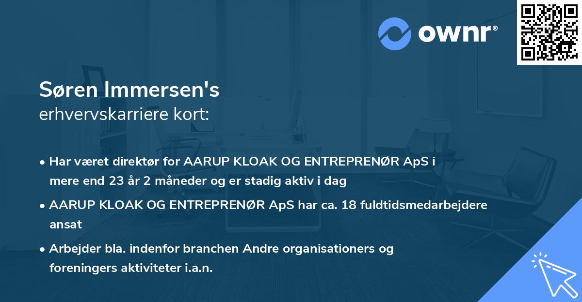 Søren Immersen's erhvervskarriere kort