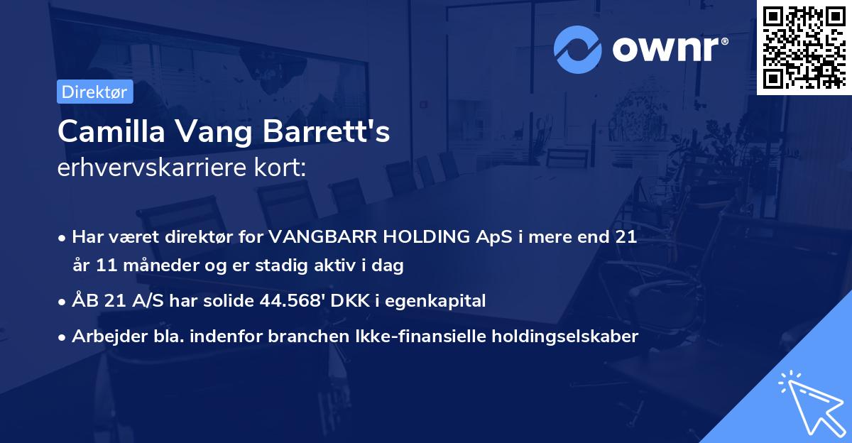 Camilla Vang Barrett's erhvervskarriere kort