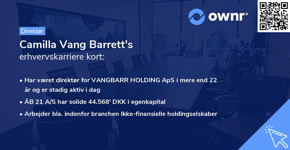 Camilla Vang Barrett's erhvervskarriere kort