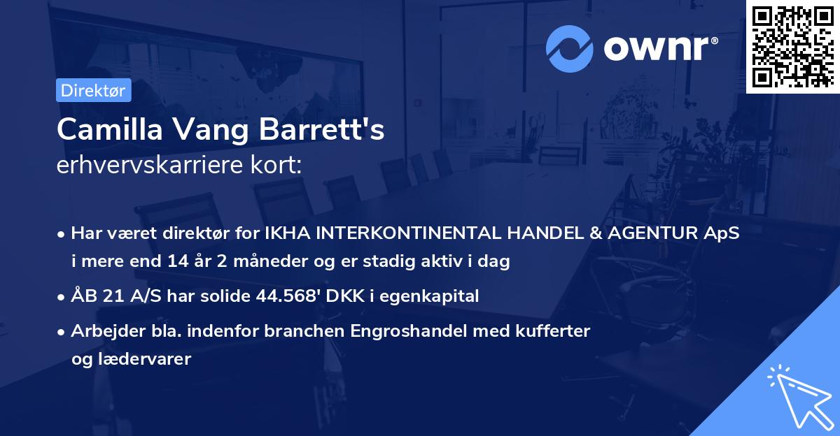 Camilla Vang Barrett's erhvervskarriere kort
