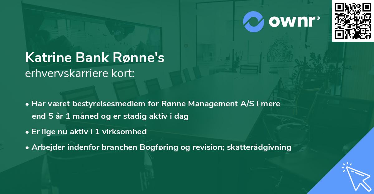 Katrine Bank Rønne's erhvervskarriere kort