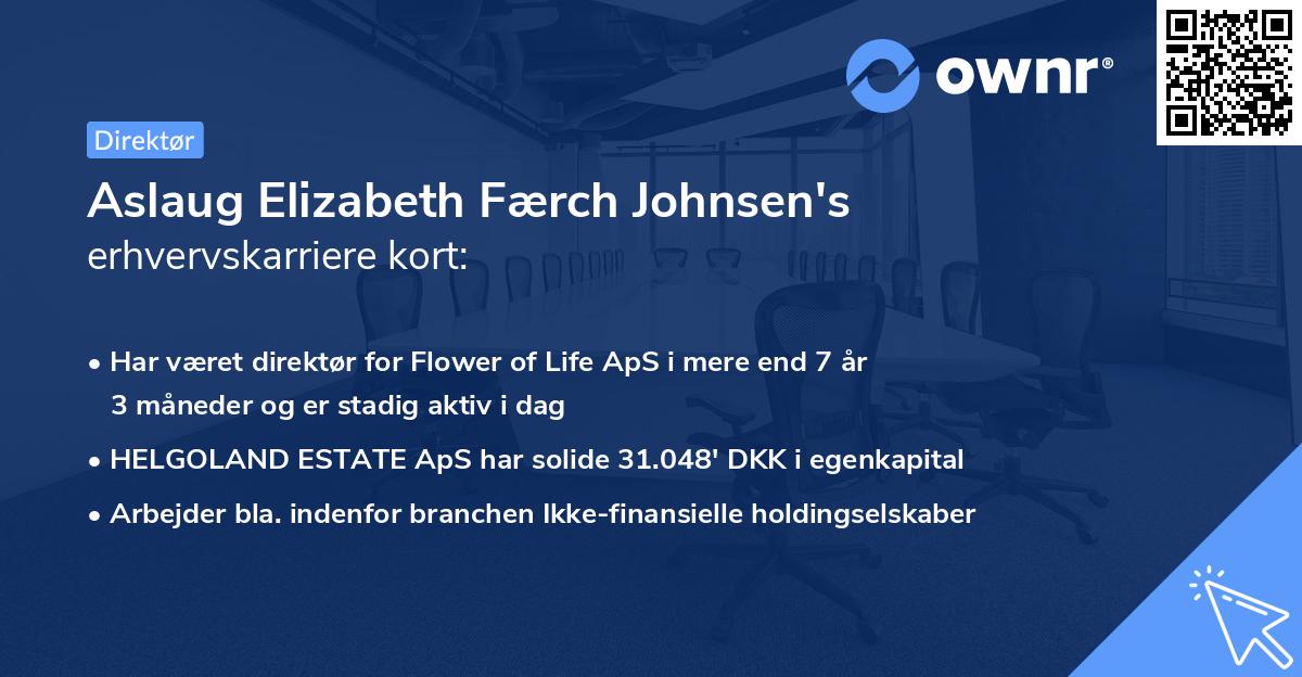 Aslaug Elizabeth Færch Johnsen's erhvervskarriere kort