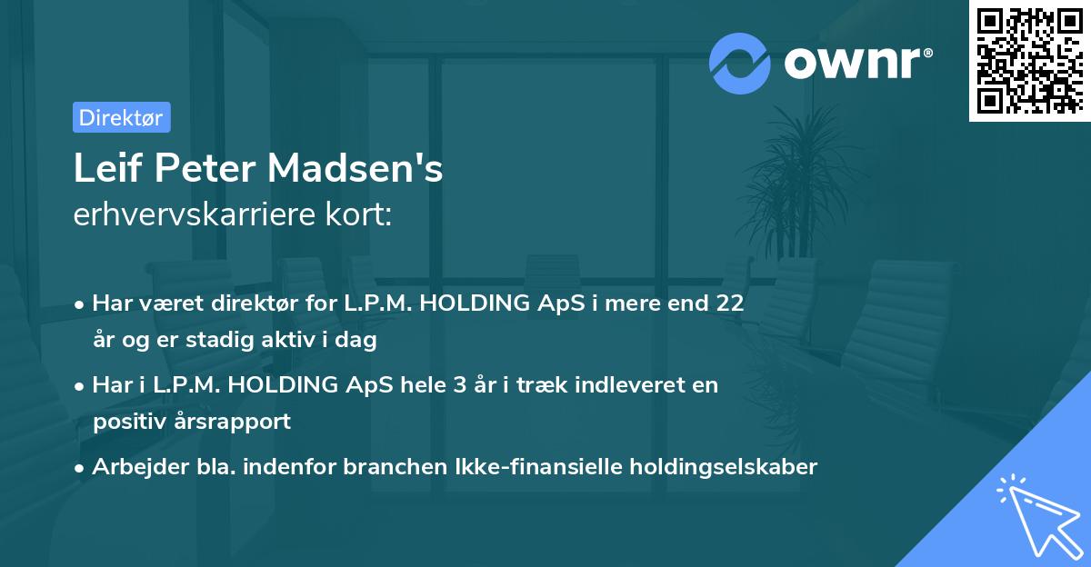 Leif Peter Madsen's erhvervskarriere kort