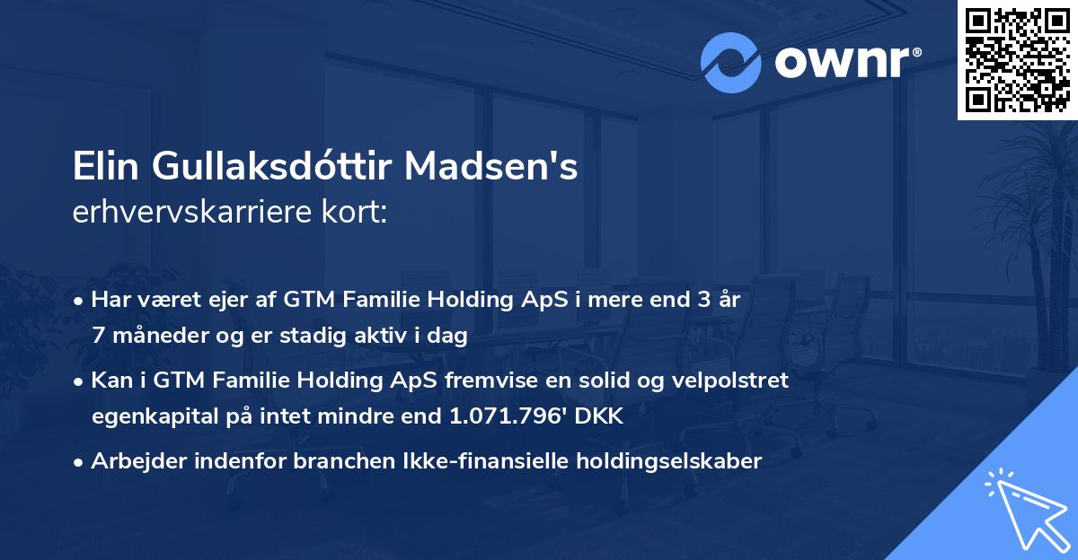 Elin Gullaksdóttir Madsen's erhvervskarriere kort
