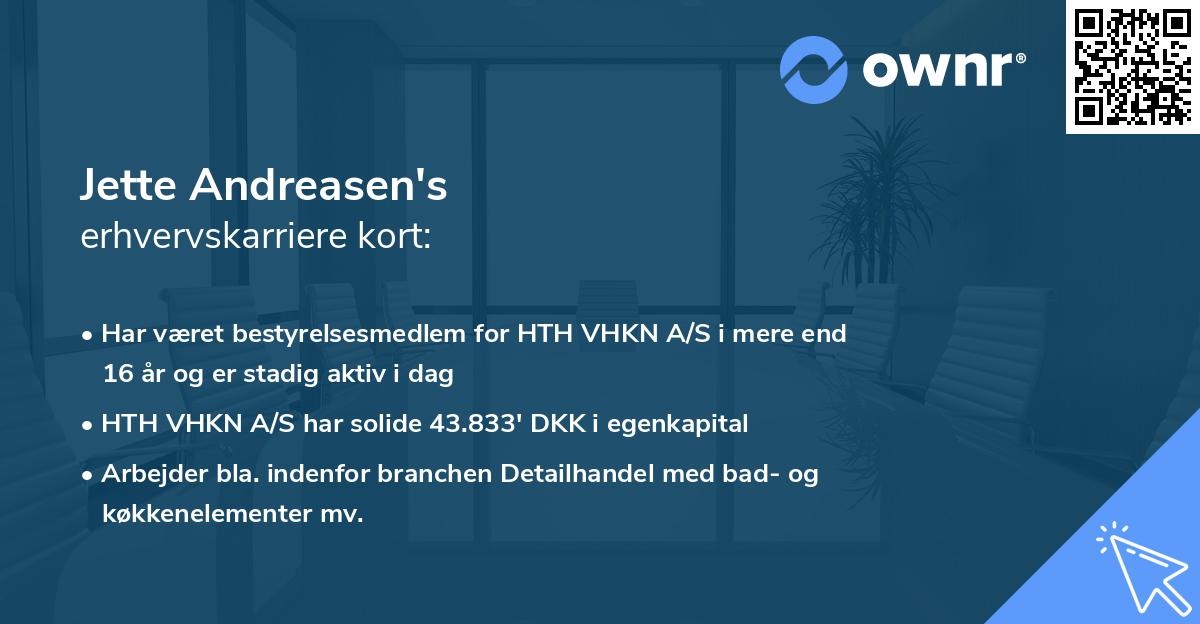 Jette Andreasen's erhvervskarriere kort