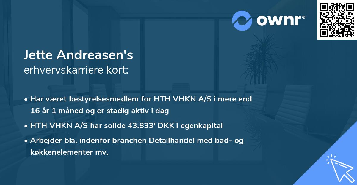 Jette Andreasen's erhvervskarriere kort