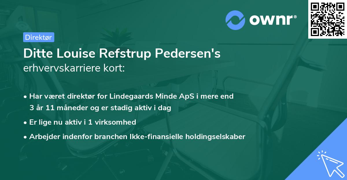 Ditte Louise Refstrup Pedersen's erhvervskarriere kort