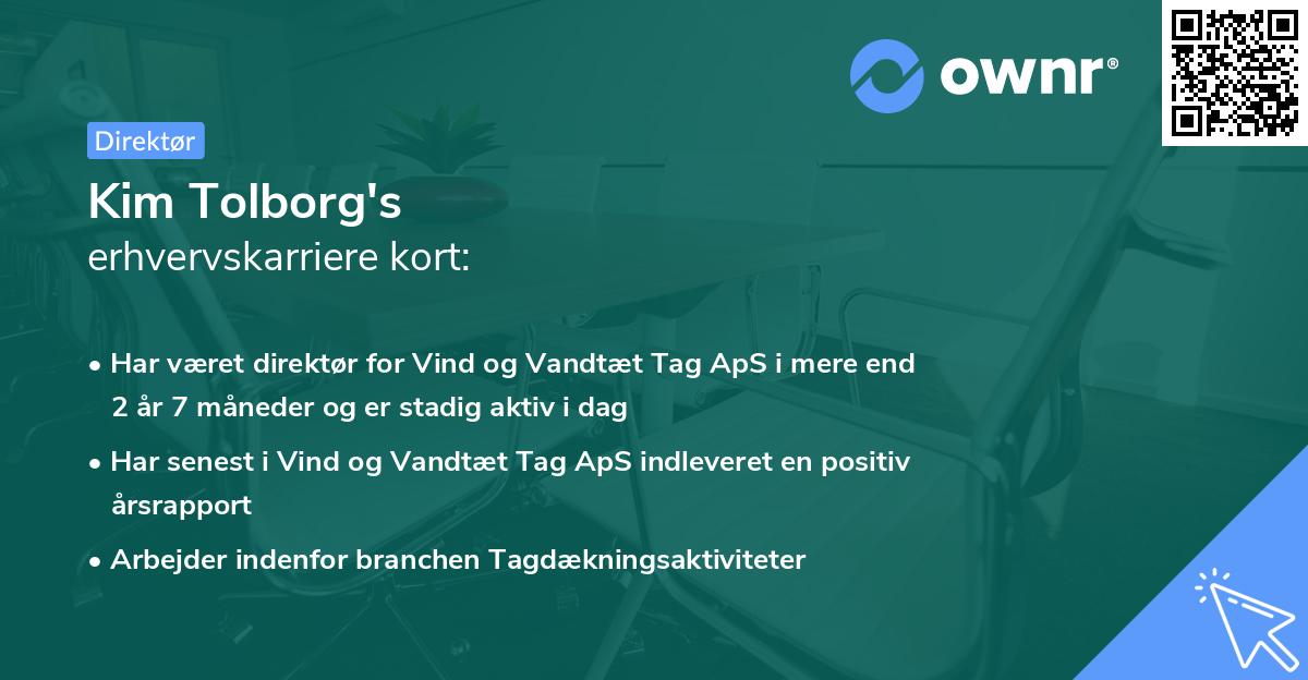 Kim Tolborg's erhvervskarriere kort