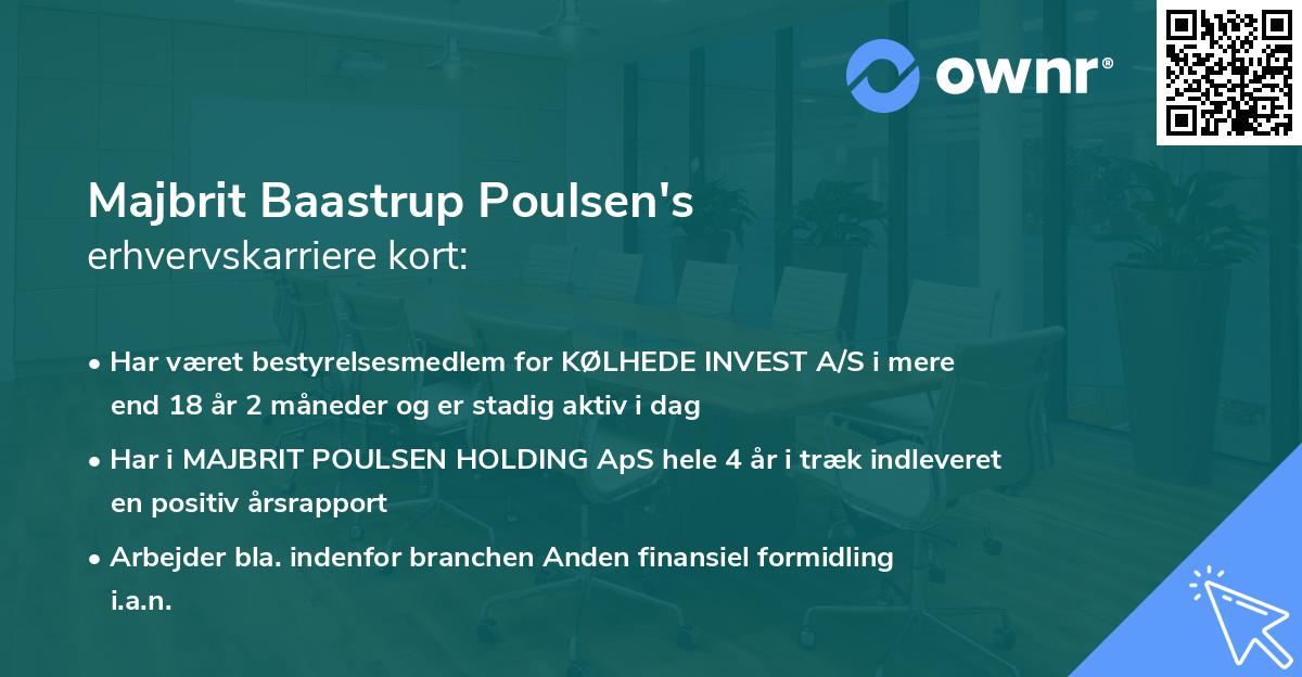 Majbrit Baastrup Poulsen's erhvervskarriere kort