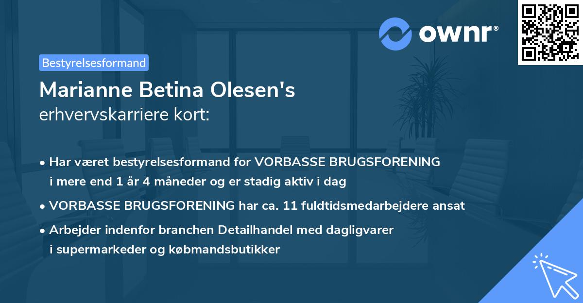 Marianne Betina Olesen's erhvervskarriere kort