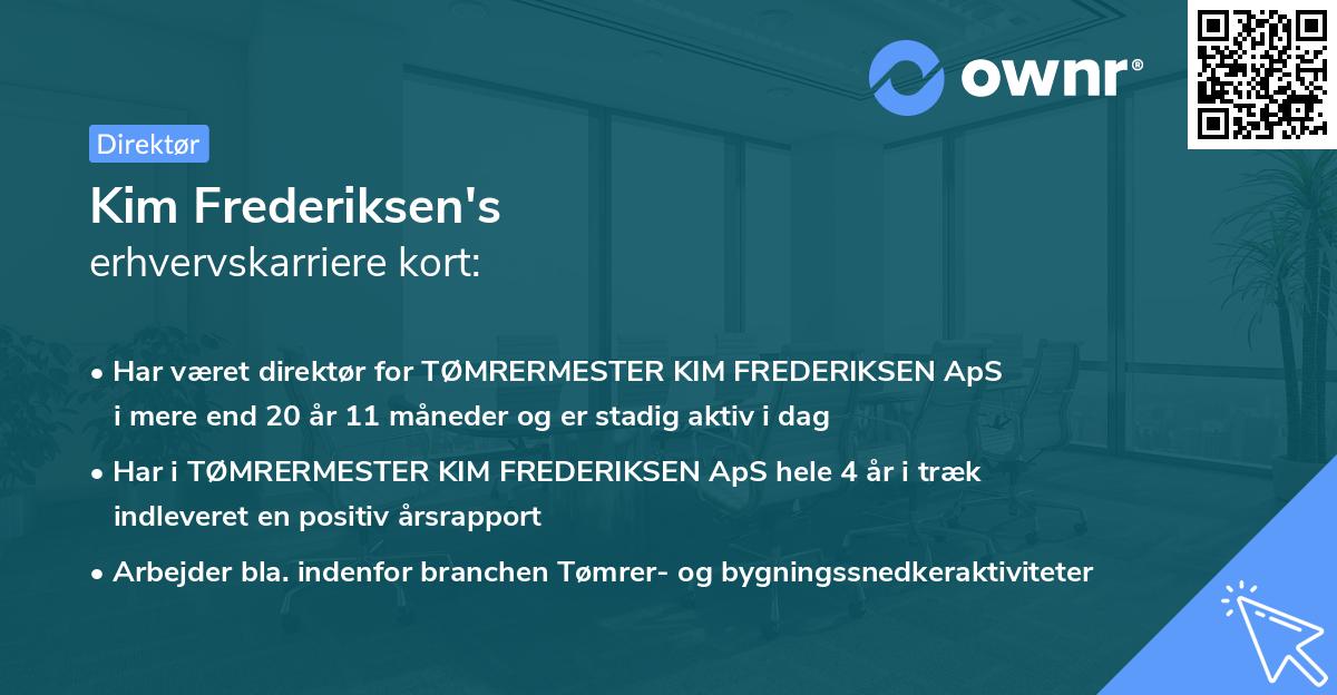 Kim Frederiksen's erhvervskarriere kort