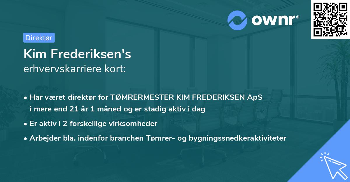 Kim Frederiksen's erhvervskarriere kort