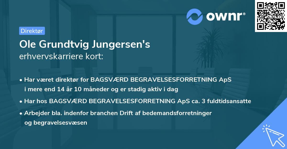 Ole Grundtvig Jungersen's erhvervskarriere kort