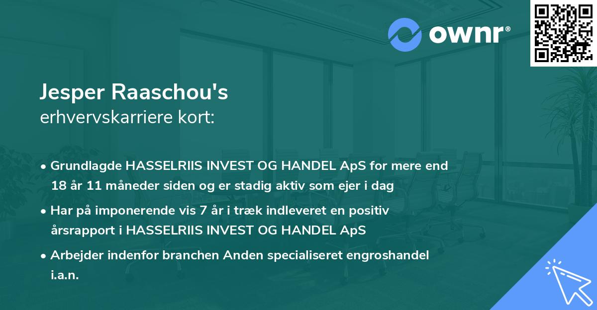 Jesper Raaschou's erhvervskarriere kort