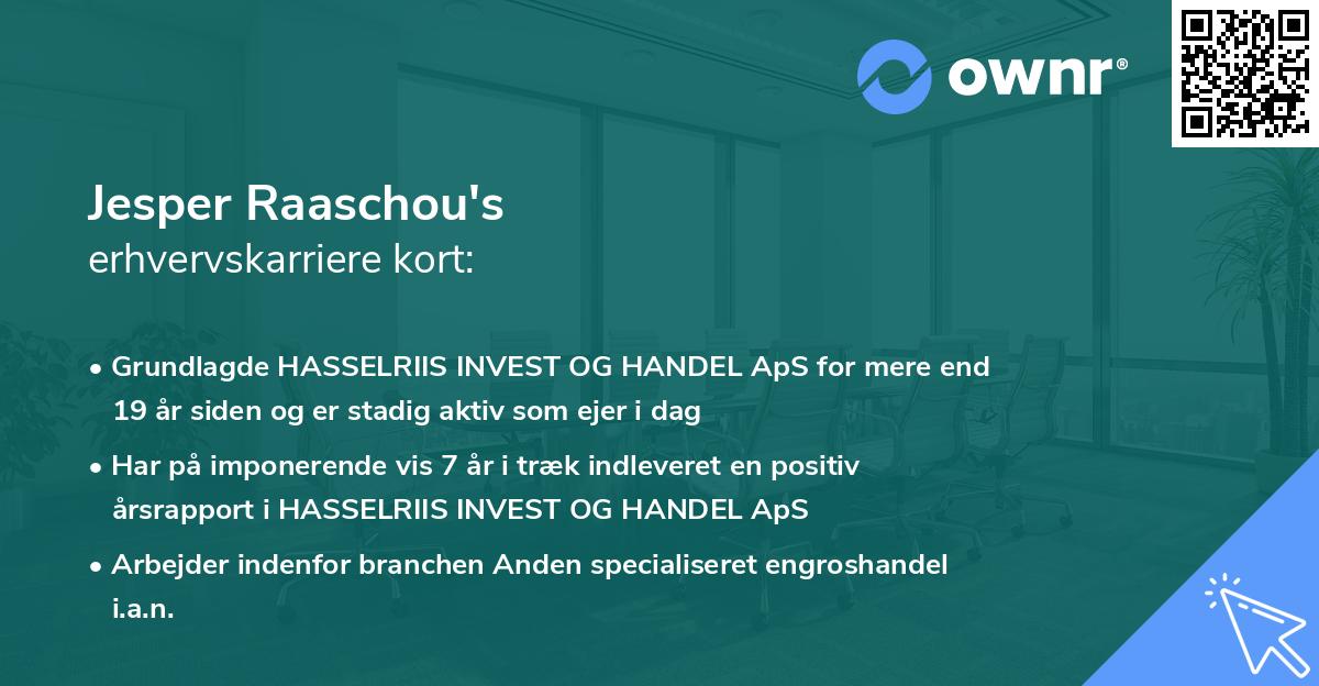 Jesper Raaschou's erhvervskarriere kort