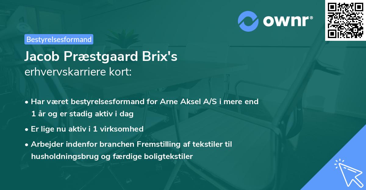 Jacob Præstgaard Brix's erhvervskarriere kort