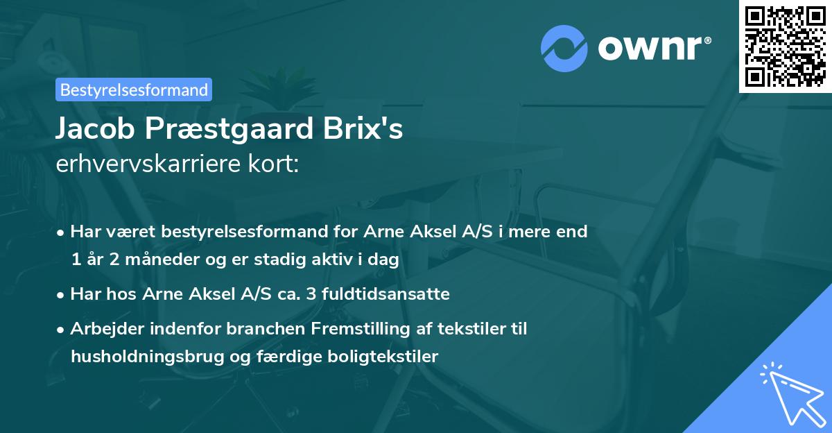 Jacob Præstgaard Brix's erhvervskarriere kort