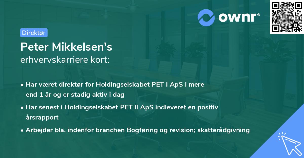 Peter Mikkelsen's erhvervskarriere kort