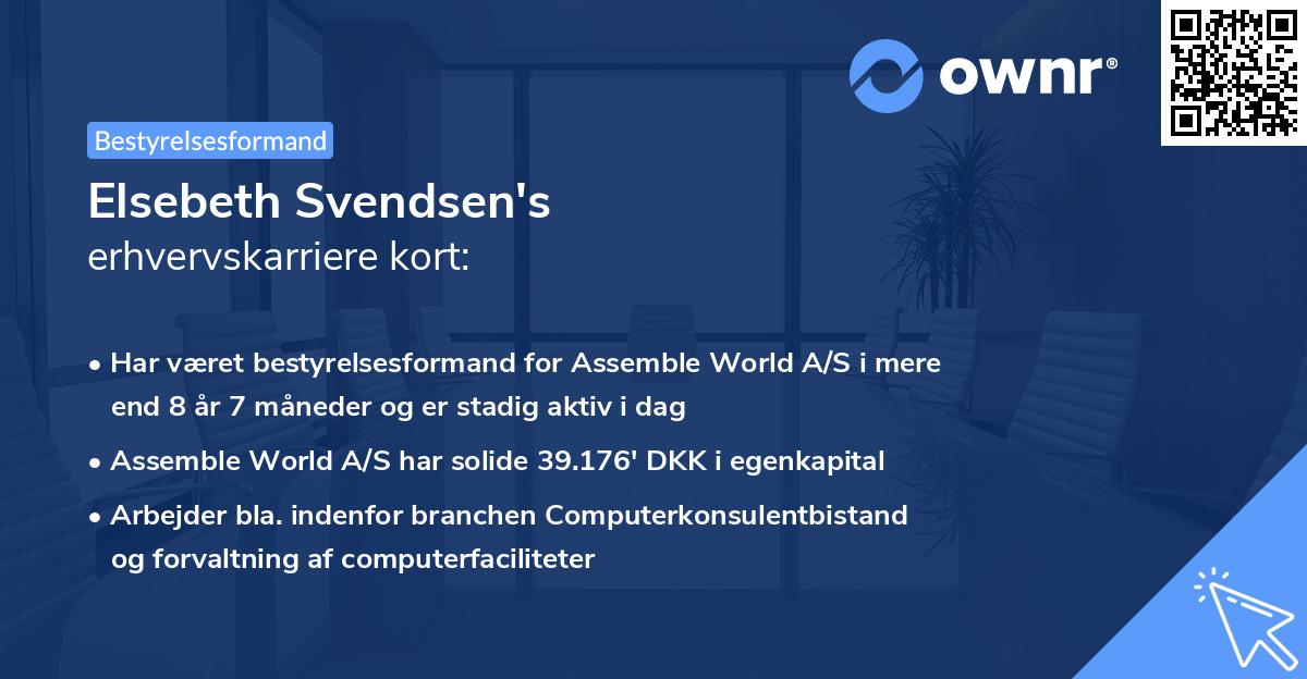 Elsebeth Svendsen's erhvervskarriere kort