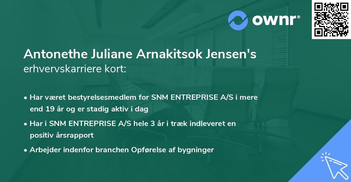 Antonethe Juliane Arnakitsok Jensen's erhvervskarriere kort