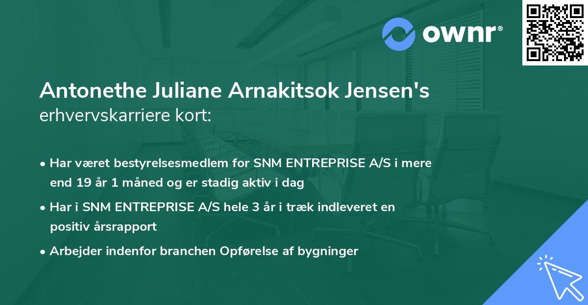 Antonethe Juliane Arnakitsok Jensen's erhvervskarriere kort