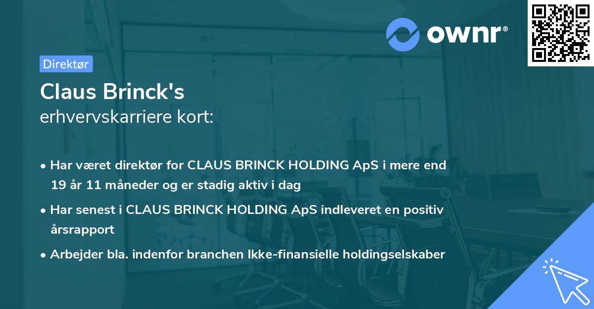 Claus Brinck's erhvervskarriere kort
