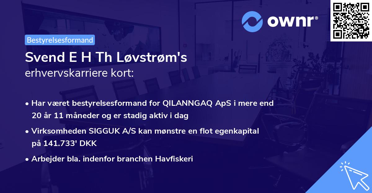 Svend E H Th Løvstrøm's erhvervskarriere kort