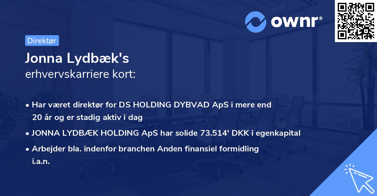 Jonna Lydbæk's erhvervskarriere kort