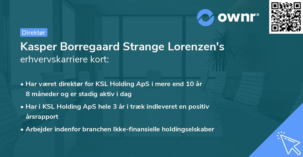 Kasper Borregaard Strange Lorenzen's erhvervskarriere kort