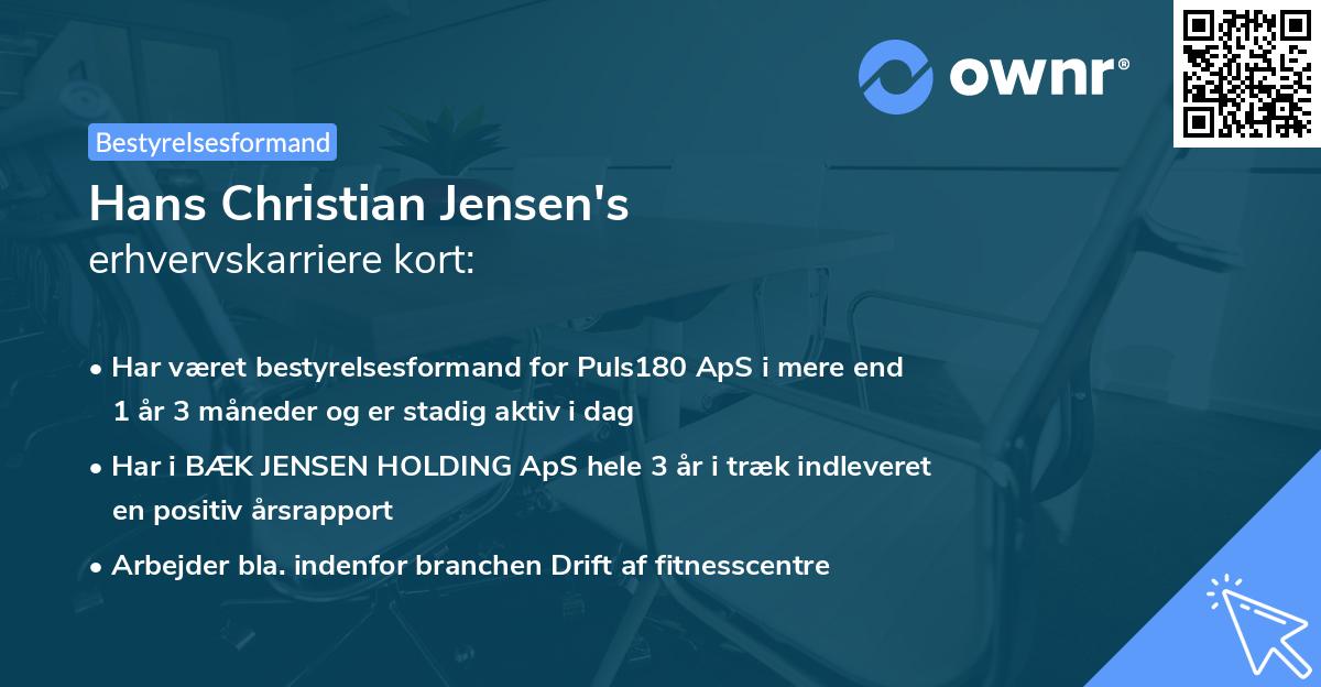 Hans Christian Jensen's erhvervskarriere kort